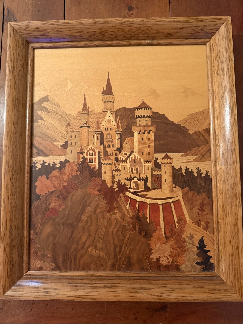 Handcrafted Wood Inlay Neuschwanstein Castle made in Germany